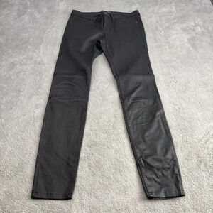 Current/Elliott The Ankle Skinny Lamb Leather Jeans Womens 29 Black Low Rise